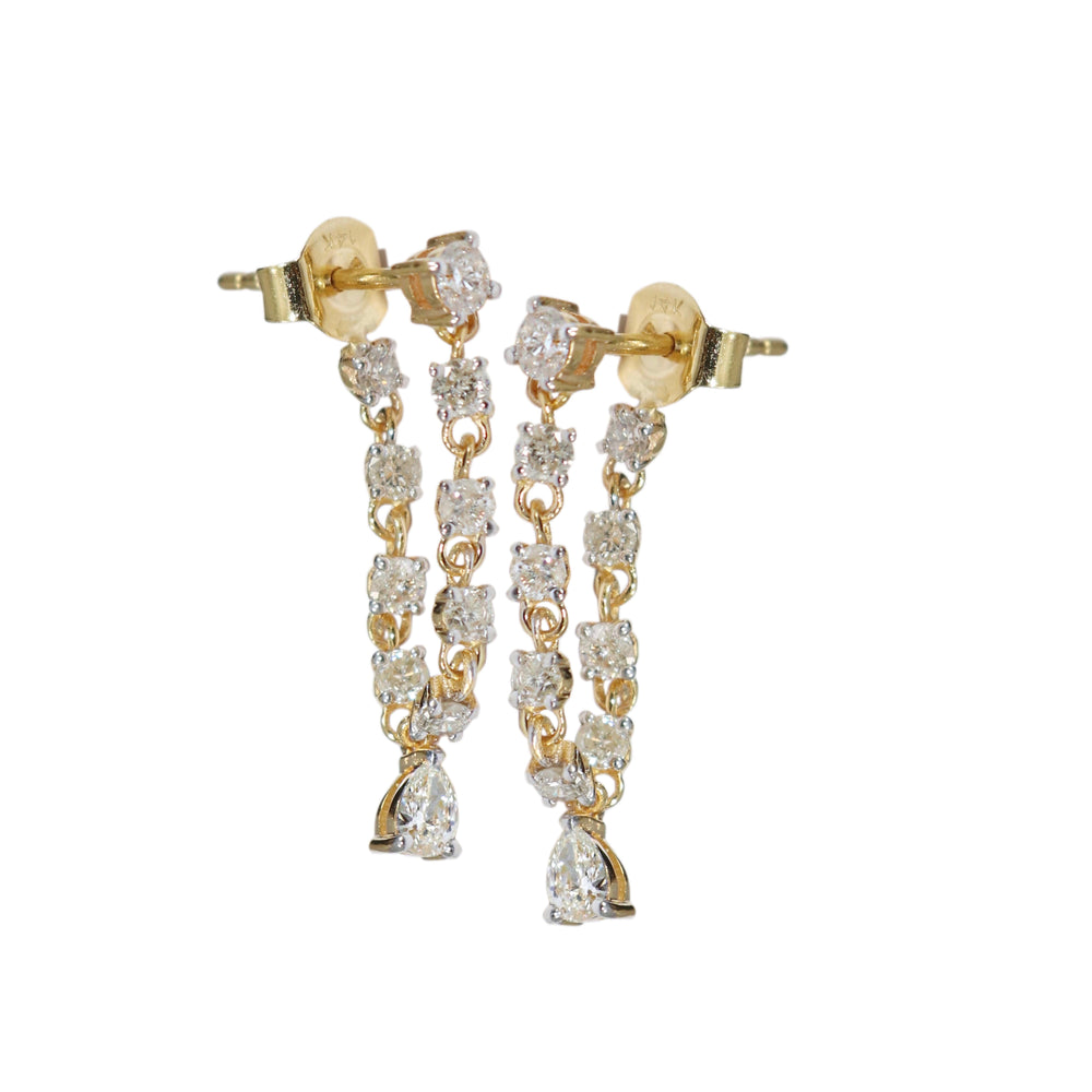 
                
                    Load image into Gallery viewer, 14KT Gold Diamond Rope Earring
                
            