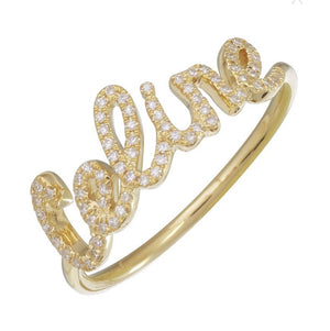 14KT Gold, Diamond Personalized Custom Name Ring