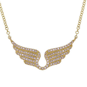 
                
                    Load image into Gallery viewer, 14KT Gold Diamond Small Angel Wing Necklace
                
            