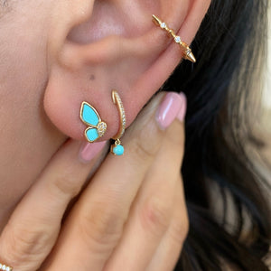 
                
                    Load image into Gallery viewer, 14KT Gold Diamond Turquoise Butterfly Earrings
                
            