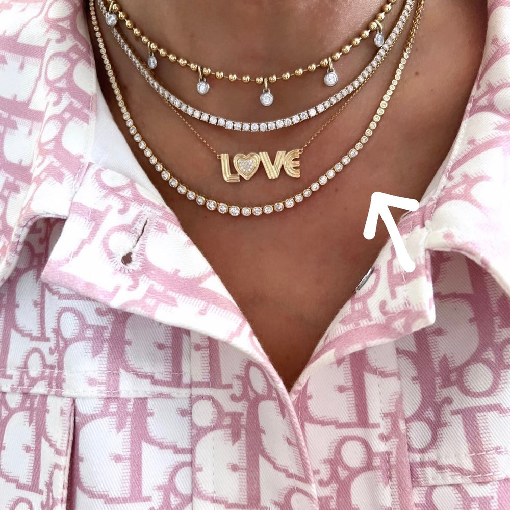
                
                    Load image into Gallery viewer, 14KT Gold Diamond Lea Bezel Set Tennis Necklace
                
            