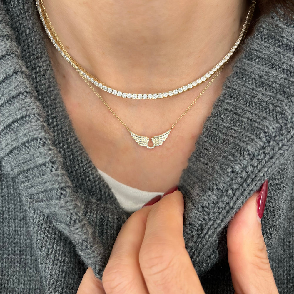 Silver Loving Thoughts Necklace with Angel Wings and Pearl Charms