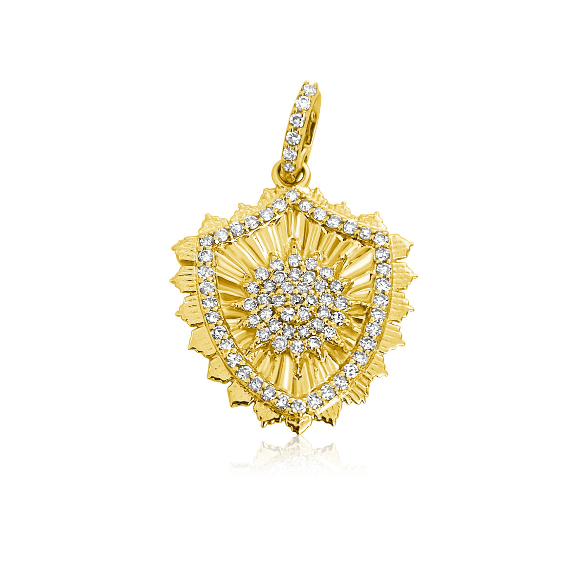 14KT Gold Diamond Cosetta Shield Pendant Charm
