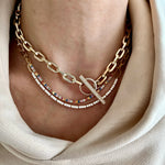 14KT Gold Diamond Tennis on Paperclip Chain Necklace