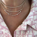 14KT Gold Diamond Curved Bar Necklace