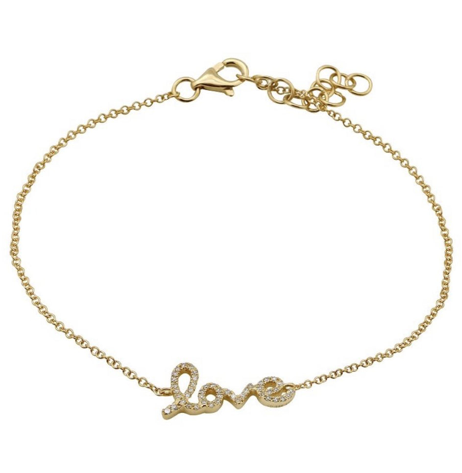 14KT Gold Diamond Mini Love Bracelet