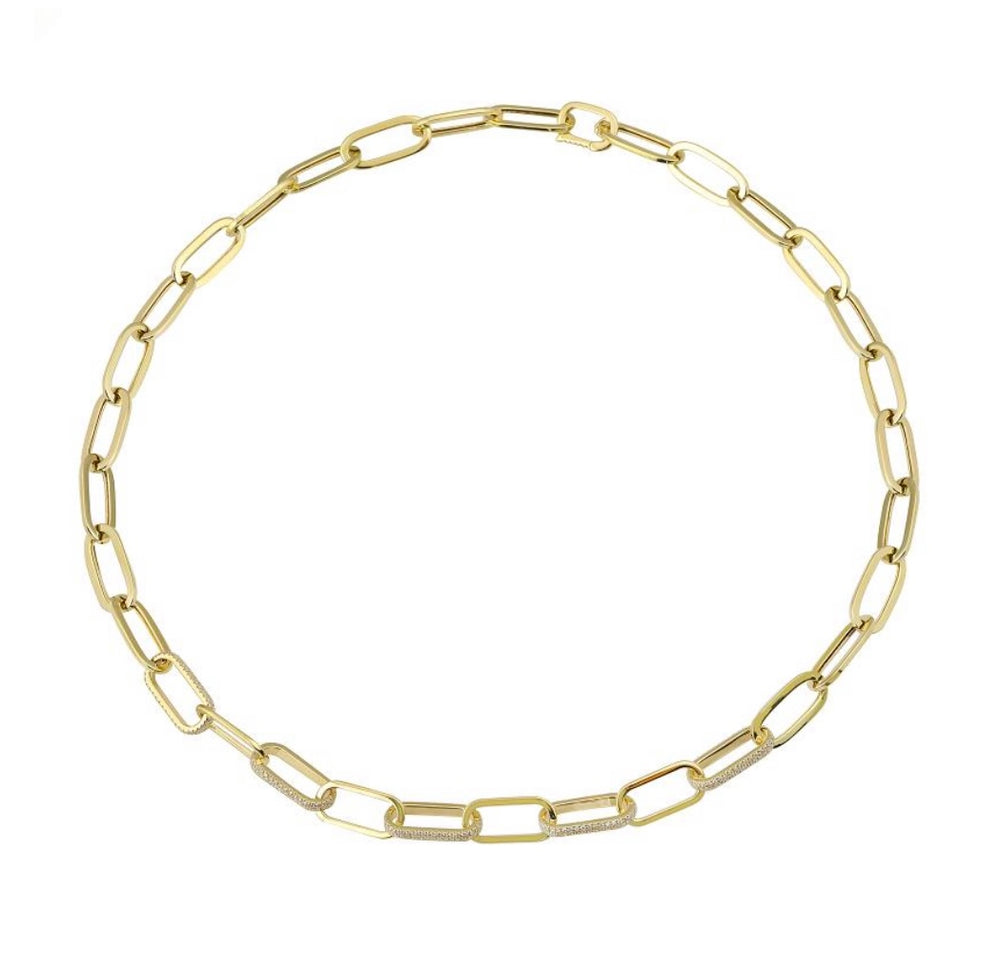 
                
                    Load image into Gallery viewer, 14KT Gold Diamond Alana Link Chain Necklace
                
            