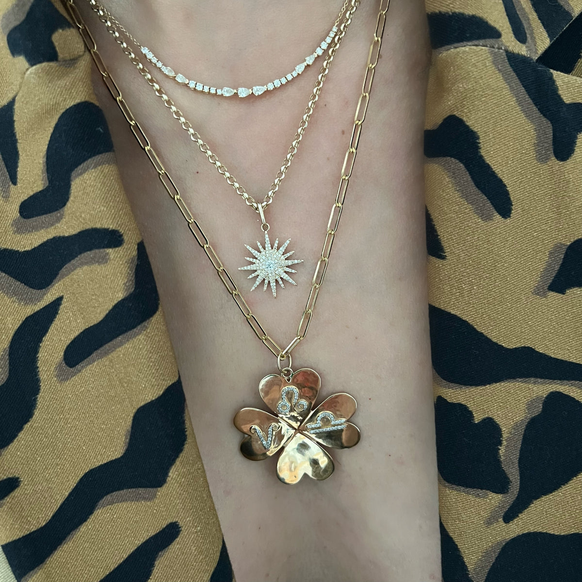 14KT Gold Diamond Colette Star Pendant Charm