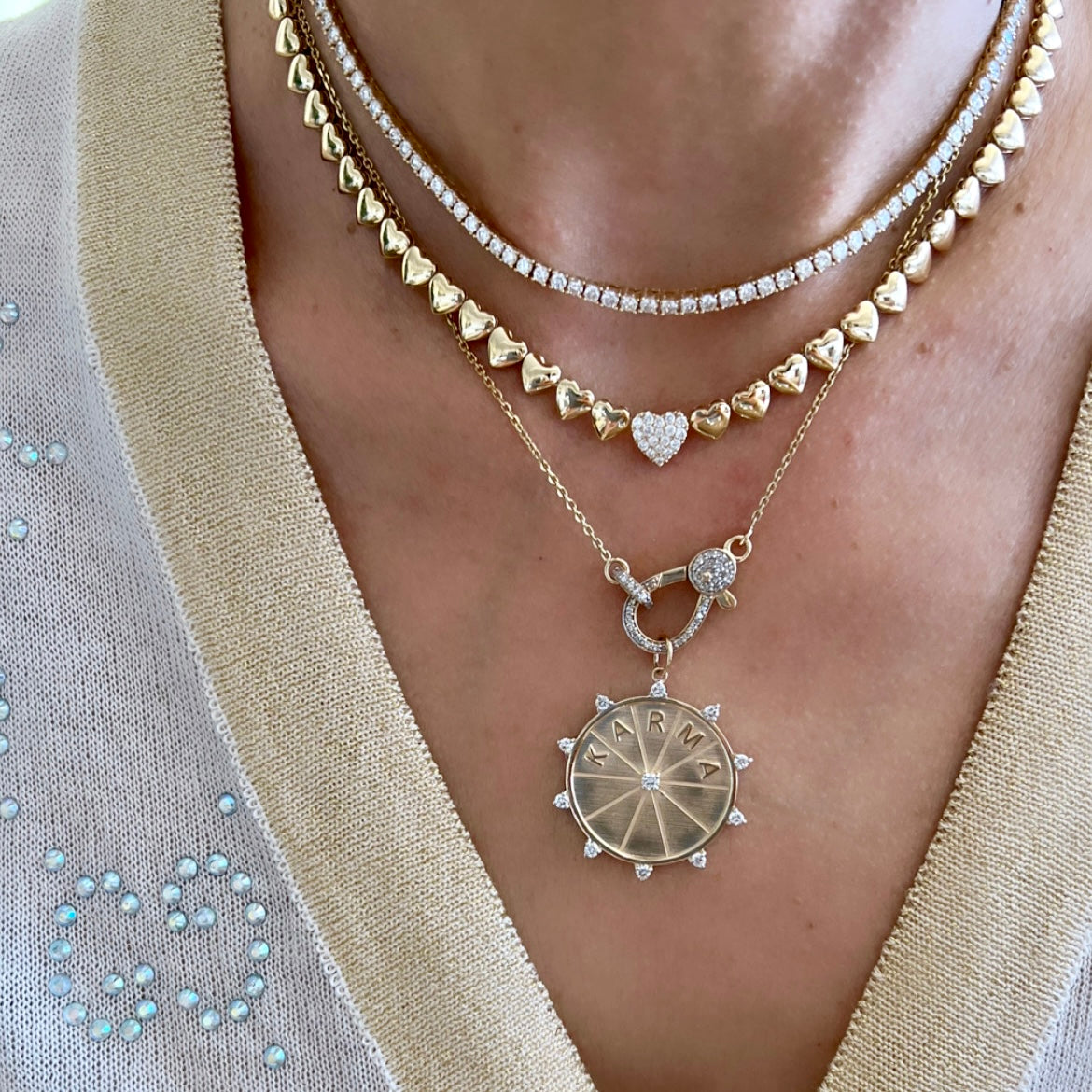 14KT Gold Diamond Karma Pendant Charm