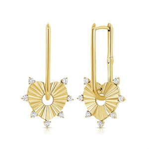 14KT Gold Diamond Elena Heart  Earrings