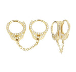 14KT Gold Diamond Handcuff Double Earrings Short
