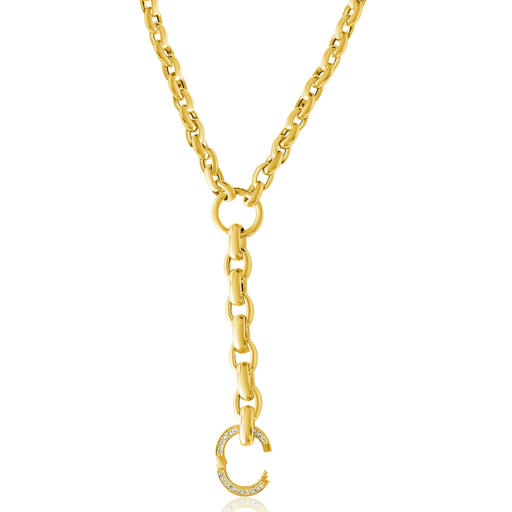 14KT Gold Esme Lariat Chain With Openable Diamond Clasp