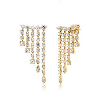 
                
                    Load image into Gallery viewer, 14KT Gold Diamond Luxe Waterfall Earrings
                
            