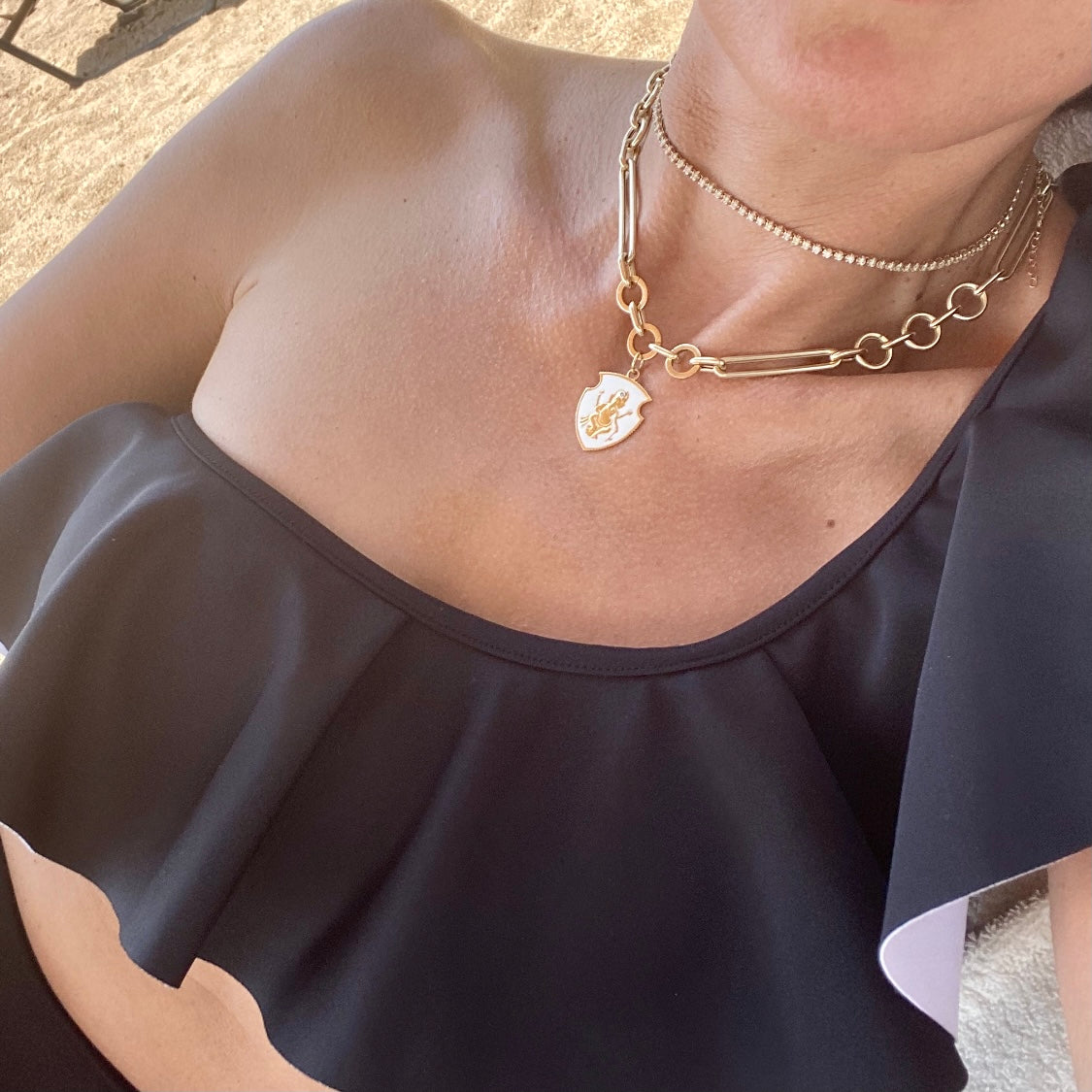 14KT Gold Jumbo Multi Link Charm Chain Necklace