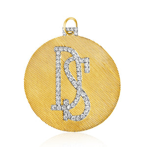 
                
                    Load image into Gallery viewer, 14KT Gold Diamond Jumbo Initial Disk Luxe Charm Pendant
                
            