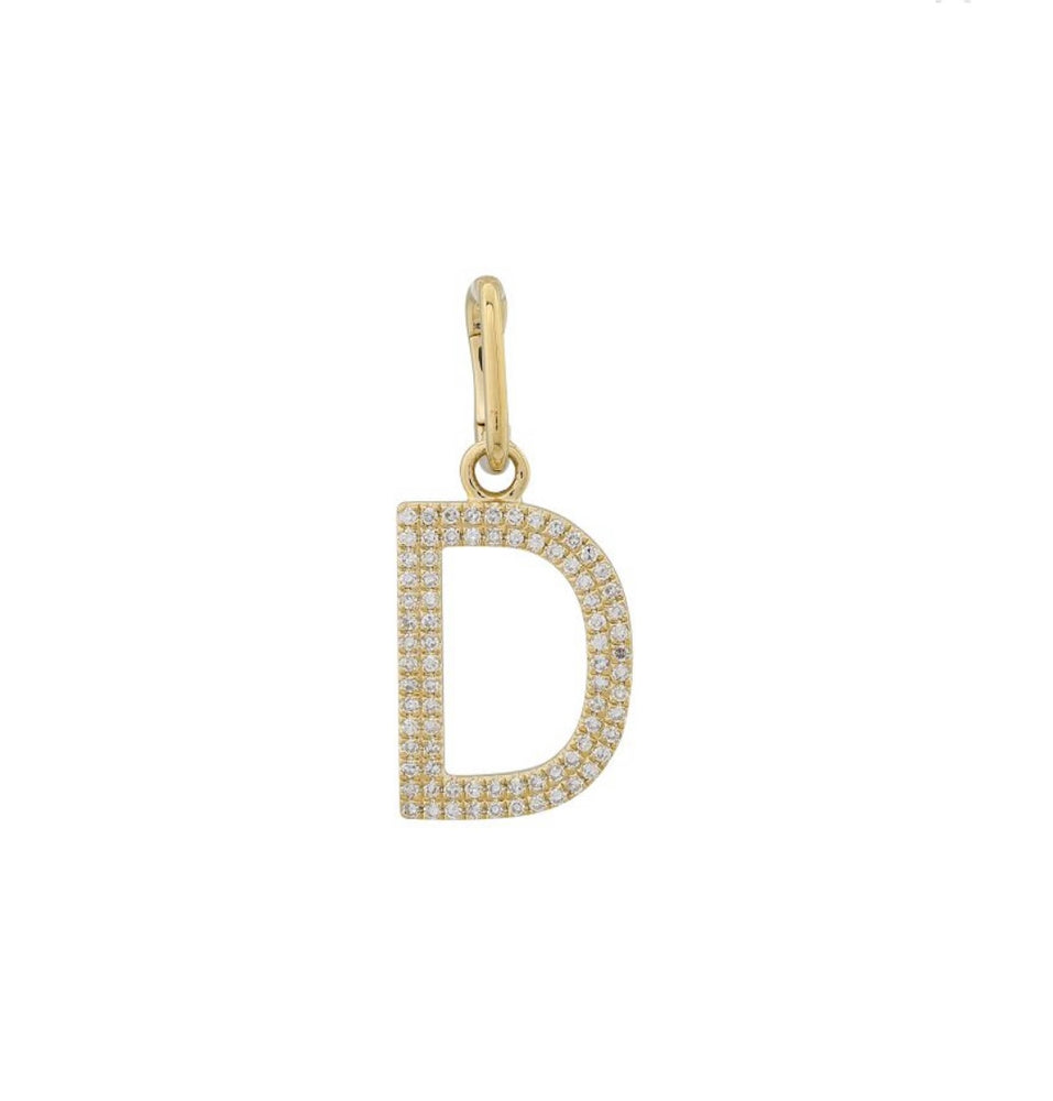 
                
                    Load image into Gallery viewer, 14KT Gold Diamond Initial Pendant Charms
                
            