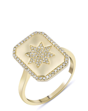 14KT Gold Diamond Star Charmed Ring