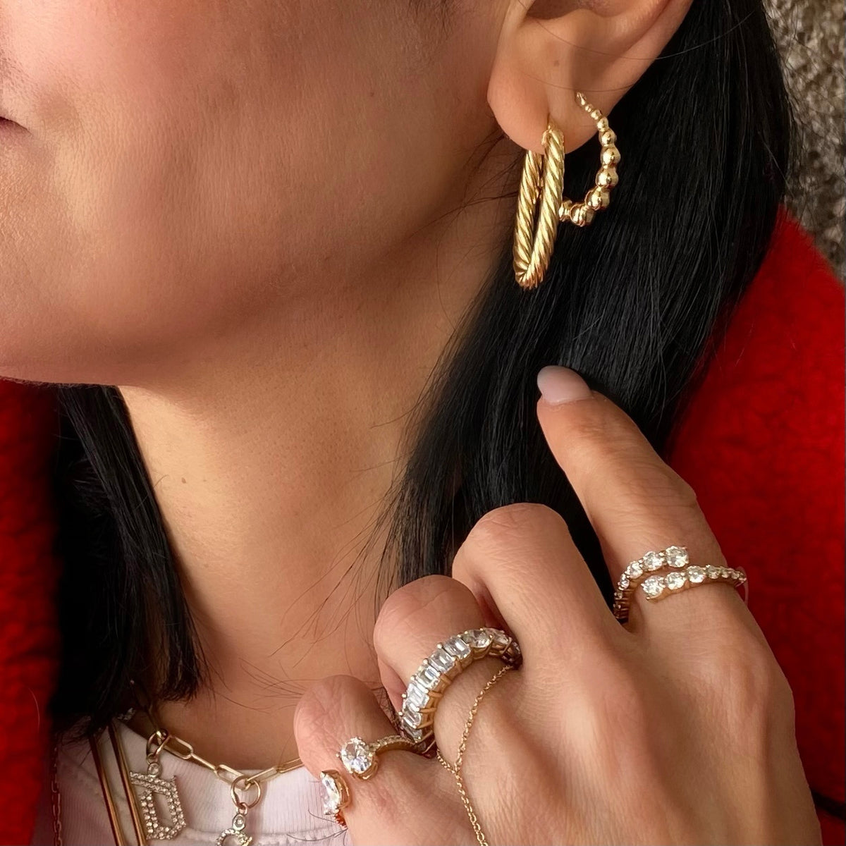 14KT Gold Diamond Twist Ring