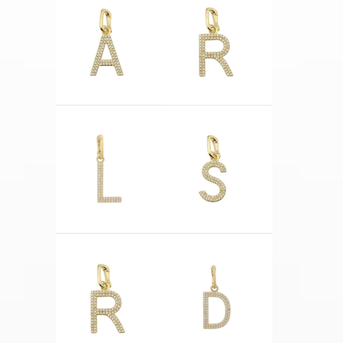 14KT Gold Diamond Initial with Openable Bail Pendant Charms