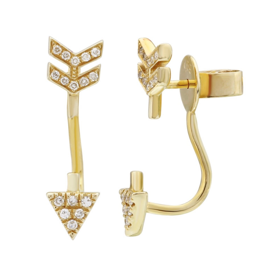 14KT Gold Diamond Arrow Earring