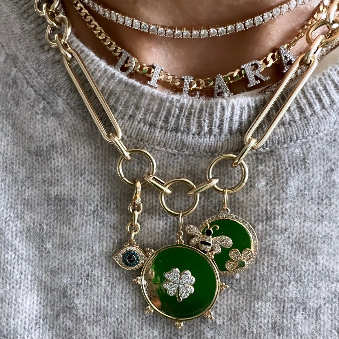 14KT Gold Diamond Lina Clover Pendant Charm