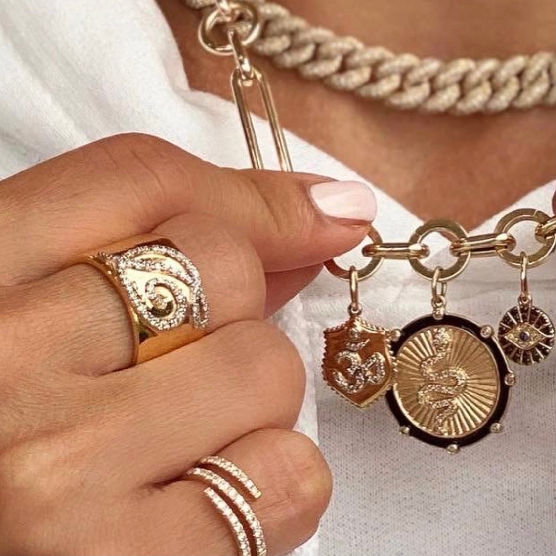 14KT Gold Diamond Mini Shield Pendant Charm