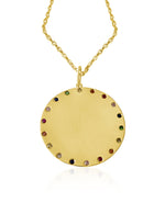 14KT Gold Gemstone, Extra Large Disk Pendant Charm