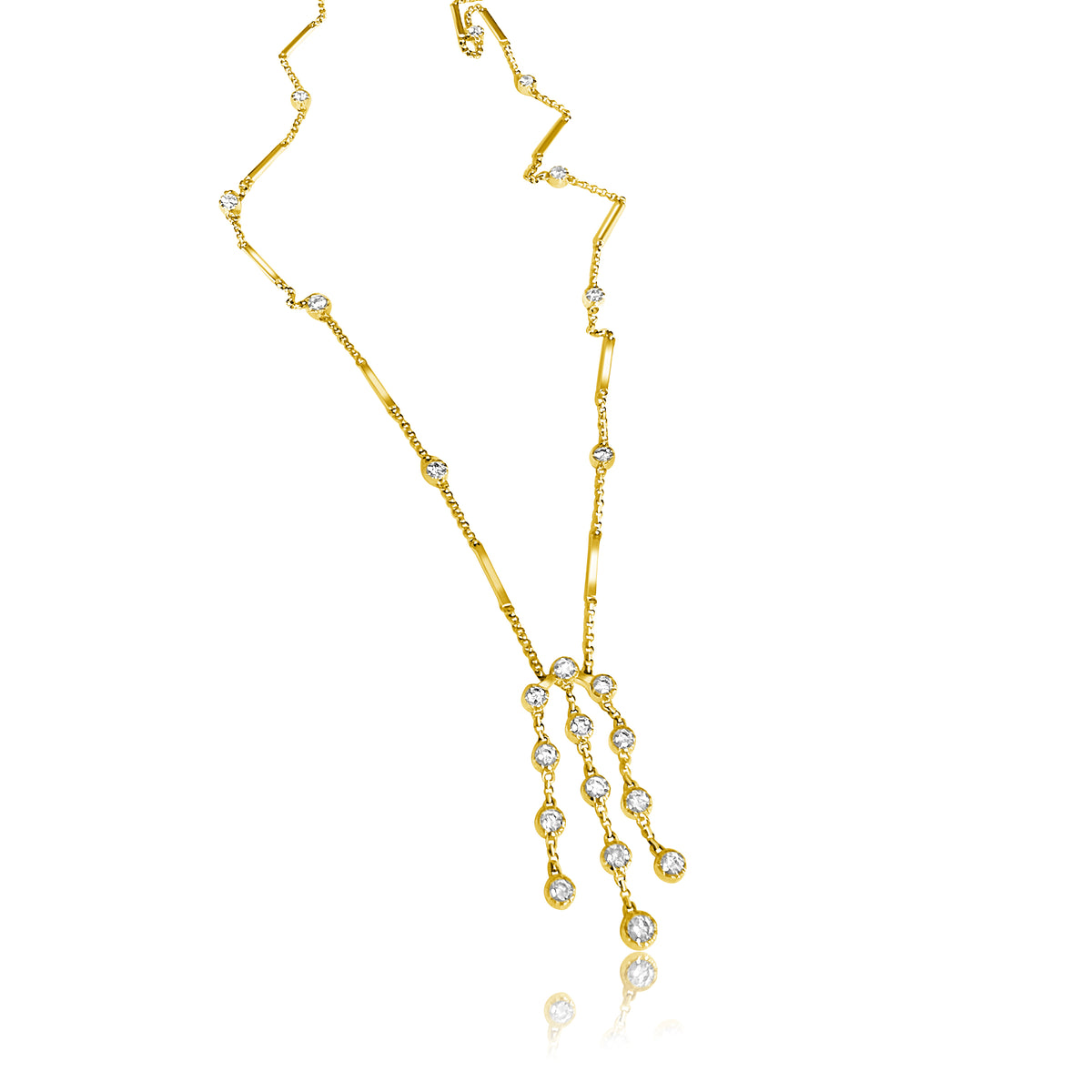 14KT Gold Diamond Pia Long Fringe Necklace