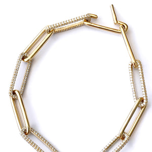 
                
                    Load image into Gallery viewer, 14KT Gold Diamond LUXE Link Chain Bracelet
                
            