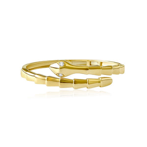 
                
                    Load image into Gallery viewer, 14KT Gold Diamond Snake Bangle Bracelet
                
            