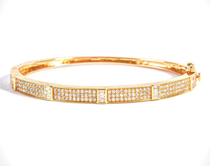 14KT Gold Diamond with Baguette Diamonds Bangle Bracelet