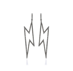 
                
                    Load image into Gallery viewer, Black Rhodium Diamond Lightning bolt Statement Earrings
                
            