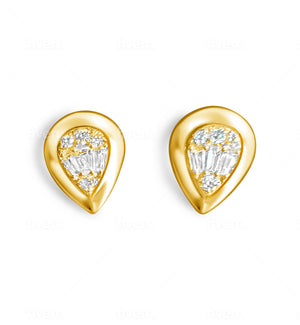 14KT Gold Diamond Illusion Stud Earrings