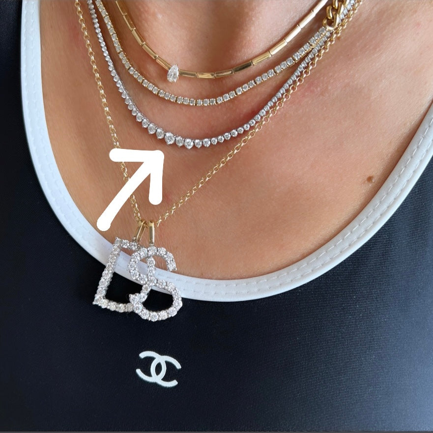 14KT Gold Graduating Diamond Desiree Three Prong Tennis Necklace