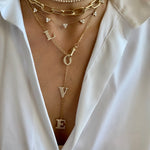 14KT Gold Diamond LOVE Lariat Necklace