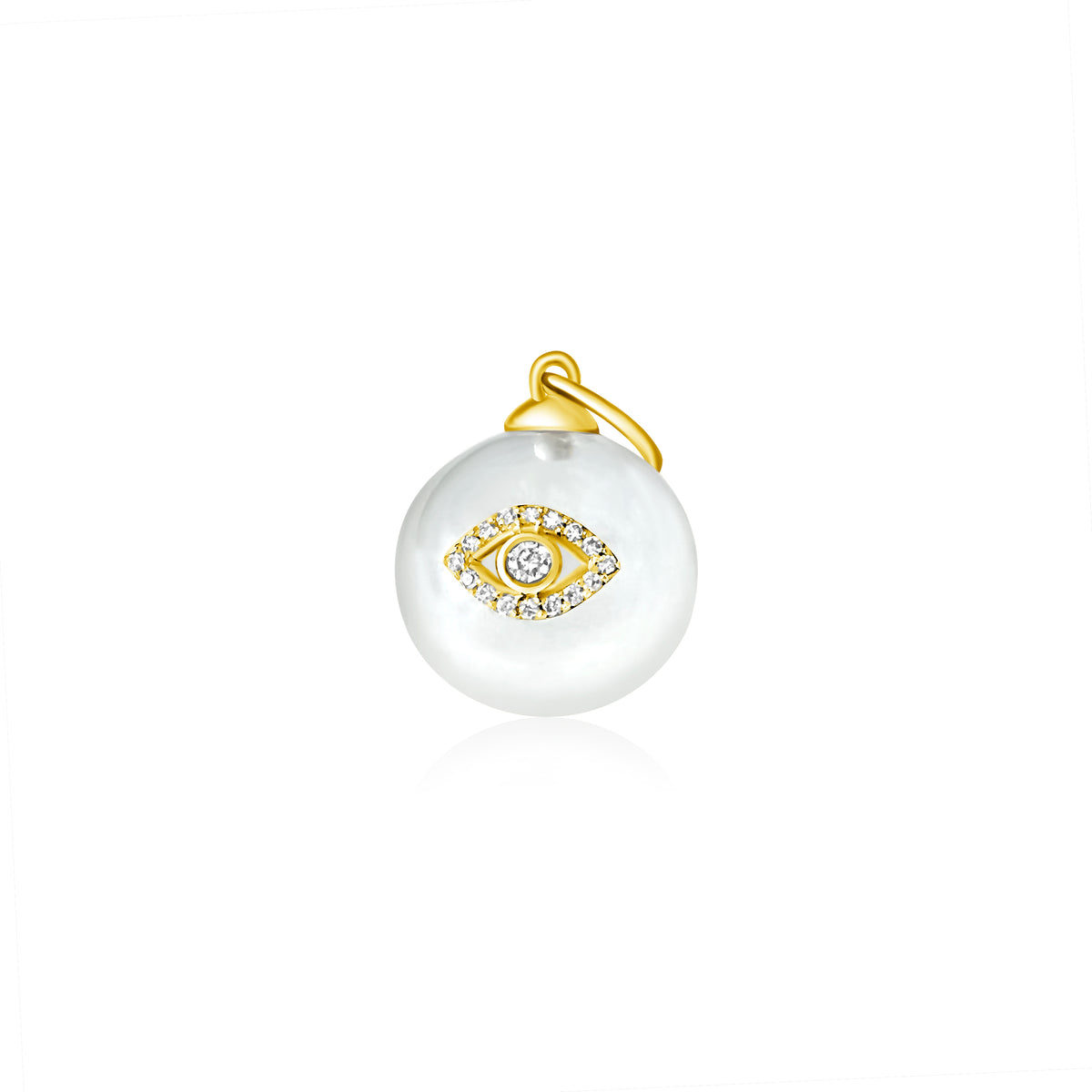 14KT Gold Diamond Crystal Ball Evil Eye Pendant Charm
