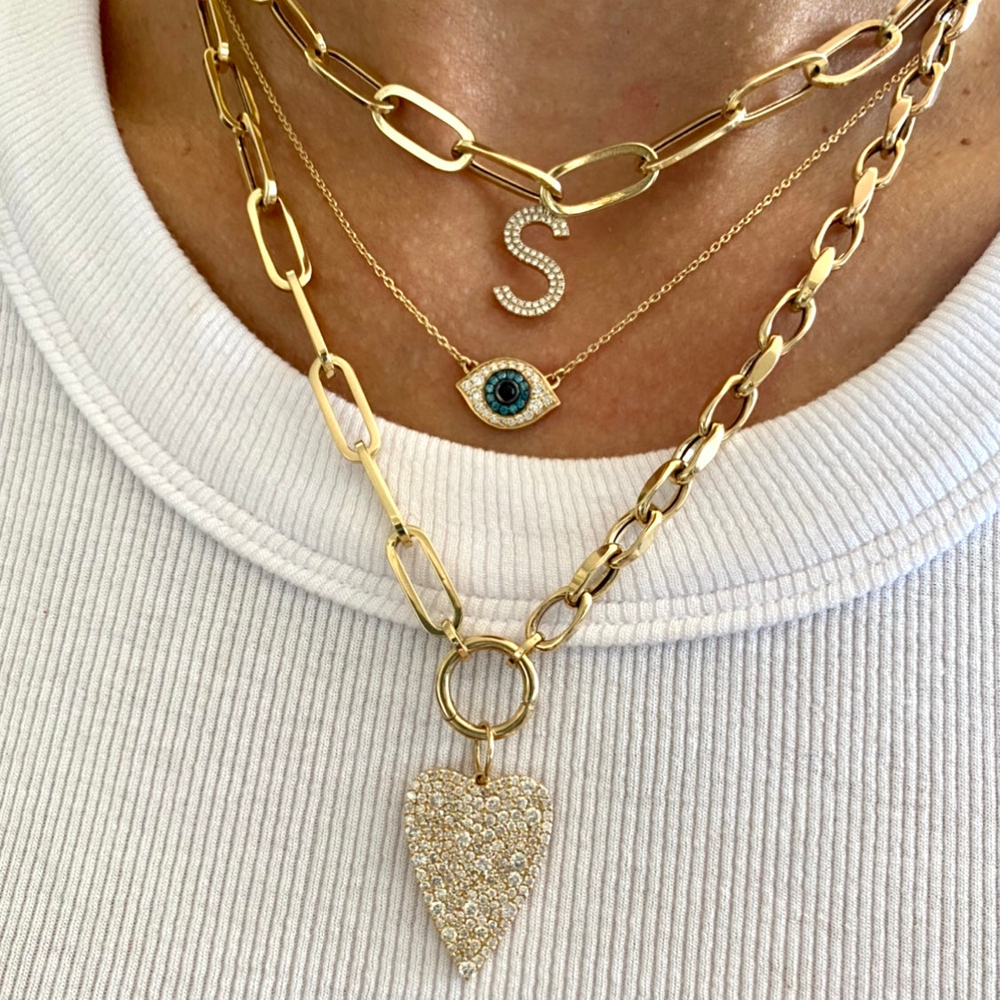 14KT Gold Diamond Aryna Evil Eye Necklace