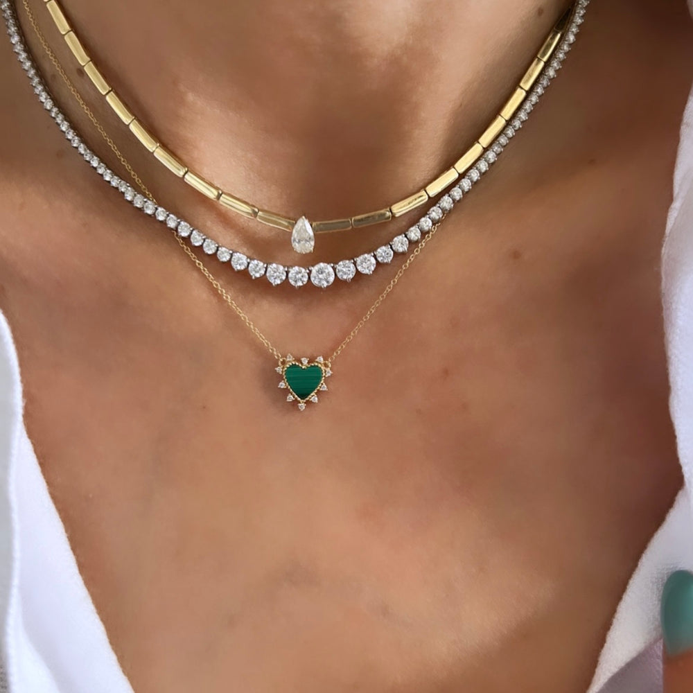 14KT Gold Diamond Evan Mini Heart Necklace