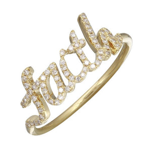 14KT Gold, Diamond Personalized Custom Name Ring - DilaraSaatci