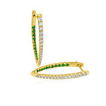 14KT Gold Diamond and Bianca Emerald Hoop Earrings