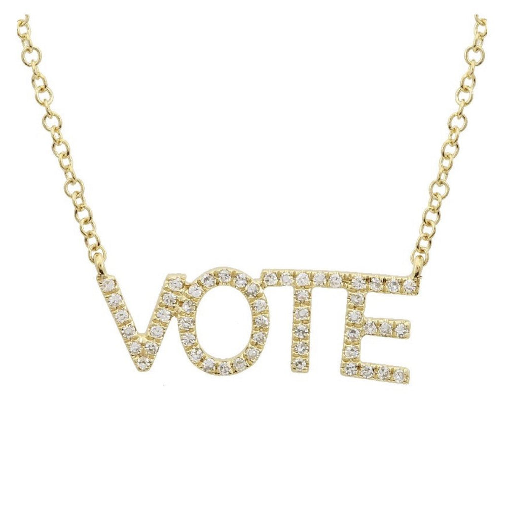 14KT Gold Diamond VOTE Necklace