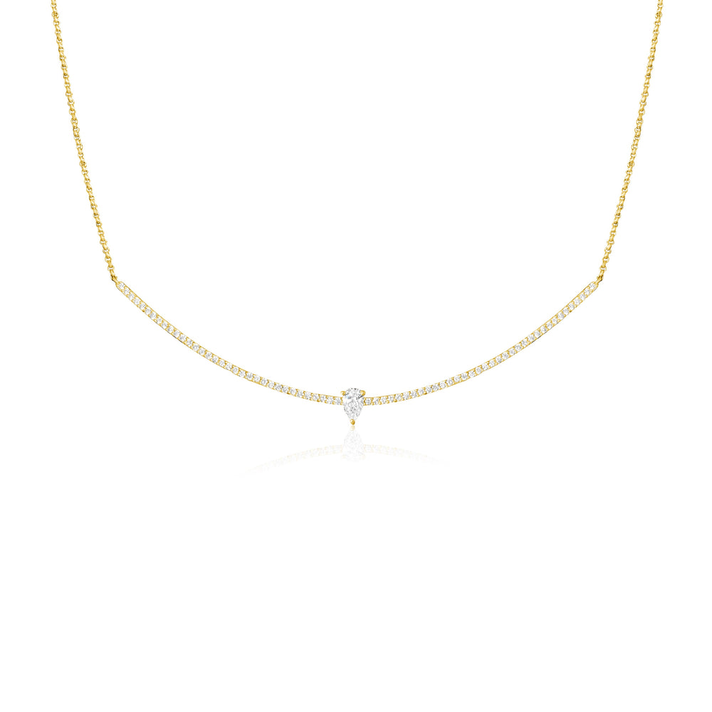 
                
                    Load image into Gallery viewer, 14KT Gold, Diamond Gabby Bar Necklace
                
            