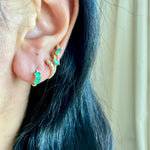 14KT Gold Diamond Patrizia Emerald Huggie Earrings
