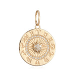 14KT Gold Diamond Zodiac Wheel Charm Pendant