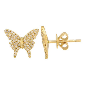 14KT Gold Diamond Small Butterfly Earrings