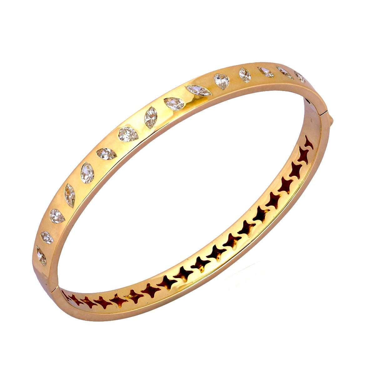 14KT Gold Multi Shape Diamond Solange Luxe Bangle Bracelet