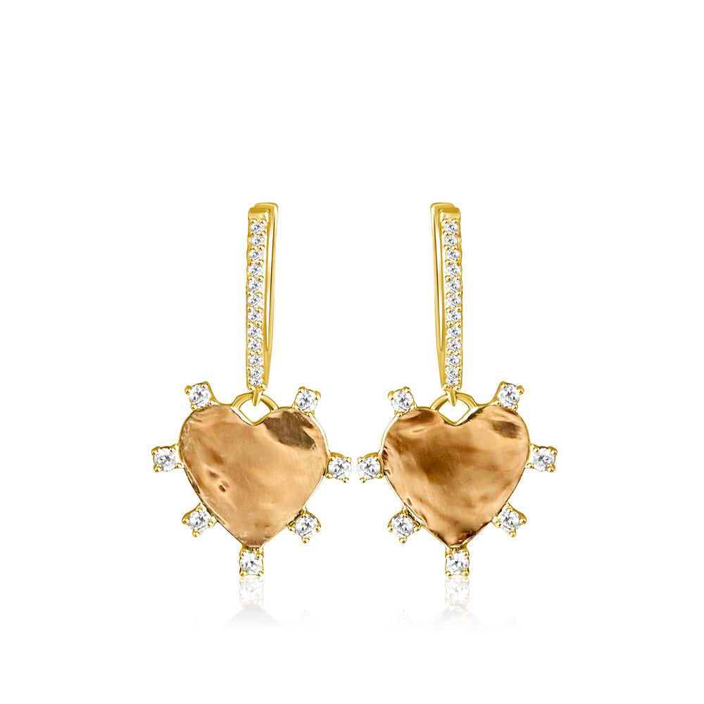 
                
                    Load image into Gallery viewer, 14KT Gold Diamond Simone Heart Huggie Earrings
                
            