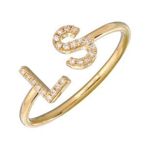 
                
                    Load image into Gallery viewer, 14KT Gold Diamond Custom Initial Ring
                
            