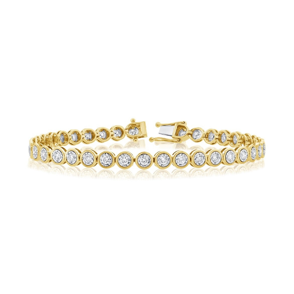 14KT Gold Diamond The Line Bezel Set Tennis Bracelet