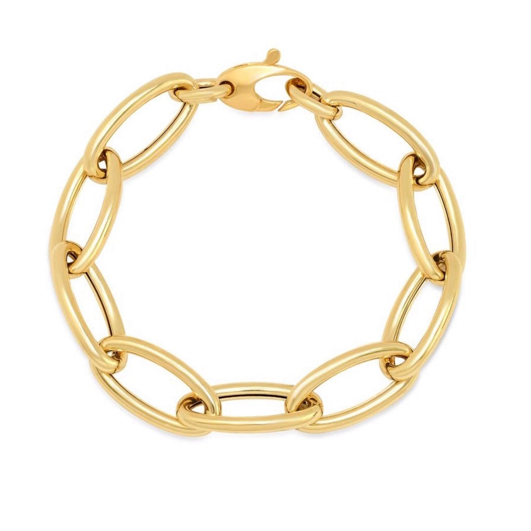 14KT Gold Leila Jumbo Link Chain Bracelet with or without Diamond